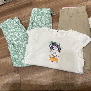 Janie and Jack outfit of white tee like new, jogger pants and shorts